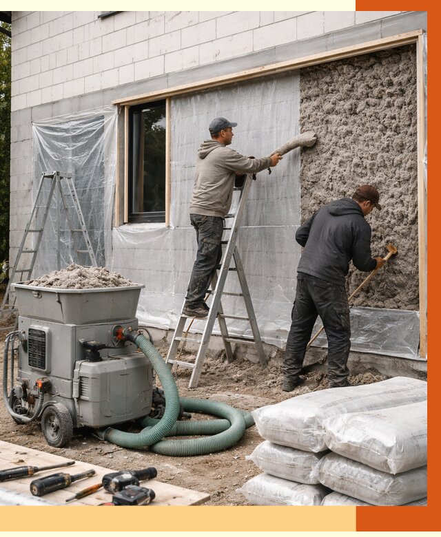 Утепление дома из газобетона эковатой в Ломоносове от 4610 руб./м2 | ТепломастерЛмн