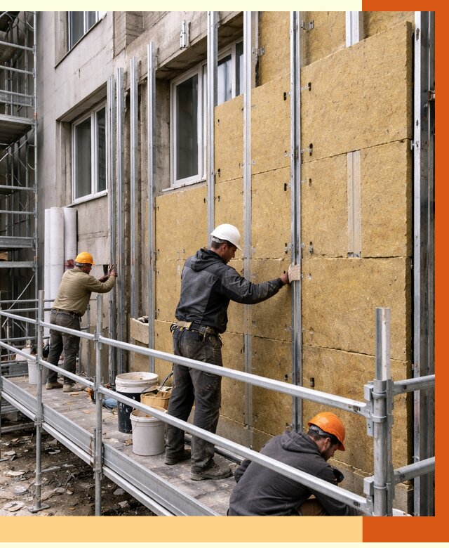 Утепление вентилируемого фасада в Ломоносове от 5737 руб/м2 — монтаж и утепление вентфасад | ТепломастерЛмн